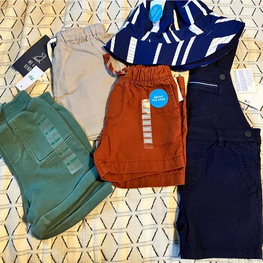 Baby boy 18 month summer overall and shorts bundle - 5 items